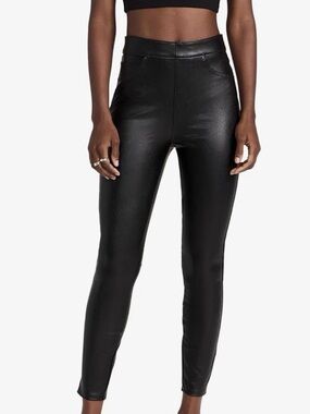 SPANX Faux-Leather Ankle Skinny Pant - Black